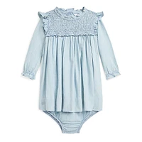 Baby Girl's Smocked Cotton Chambray Dress & Bloomer