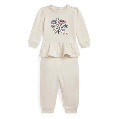 Baby Girl's 2-Piece Floral Fleece Sweatshirt & Pant Set