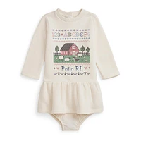 Baby Girl's Barn-Graphic Fleece Dress & Bloomer