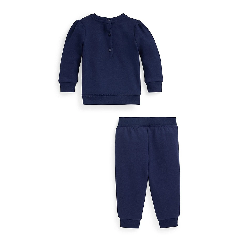 Baby Girl's 2-Piece Logo Fleece Sweatshirt & Jogger Pant Set