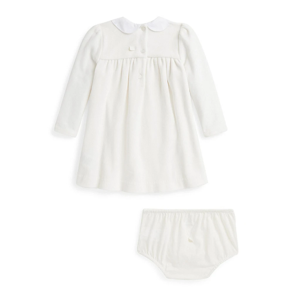 Baby's 2-Piece Velour Empire-Waist Dress & Bloomers Set