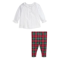 Baby's 2-Piece Voile Blouse & Plaid Jersey Legging Set