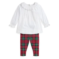 Baby's 2-Piece Voile Blouse & Plaid Jersey Legging Set