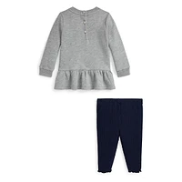 Baby Girl's 2-Piece Polo Bear Sweatshirt & Legging Set