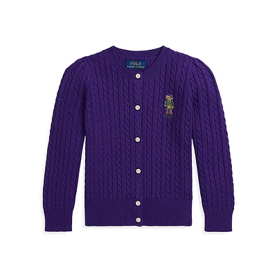 Little Girl's Polo Bear Mini-Cable Knit Cardigan