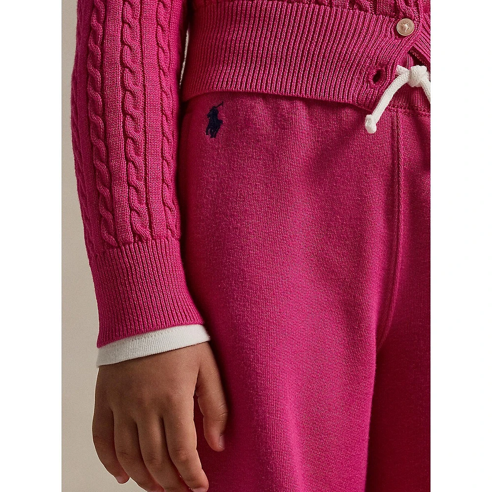 Little Girl's Wide-Leg Fleece Sweatpants