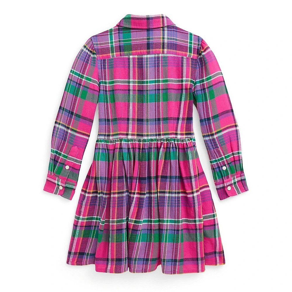 Little Girl's Plaid Twill Shirt Dress