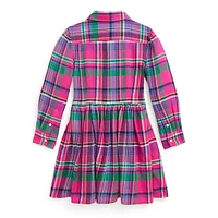 Little Girl's Plaid Twill Shirt Dress