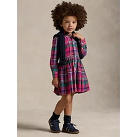 Little Girl's Plaid Twill Shirt Dress