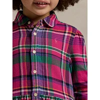 Little Girl's Plaid Twill Shirt Dress