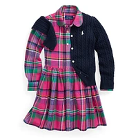 Little Girl's Plaid Twill Shirt Dress