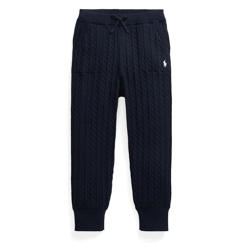 Little Girl's Mini-Cable Knit Jogger Pants