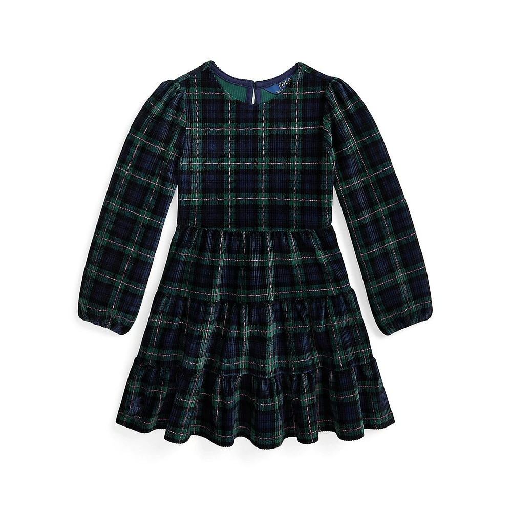 Little Girl's Plaid Corduroy Dress