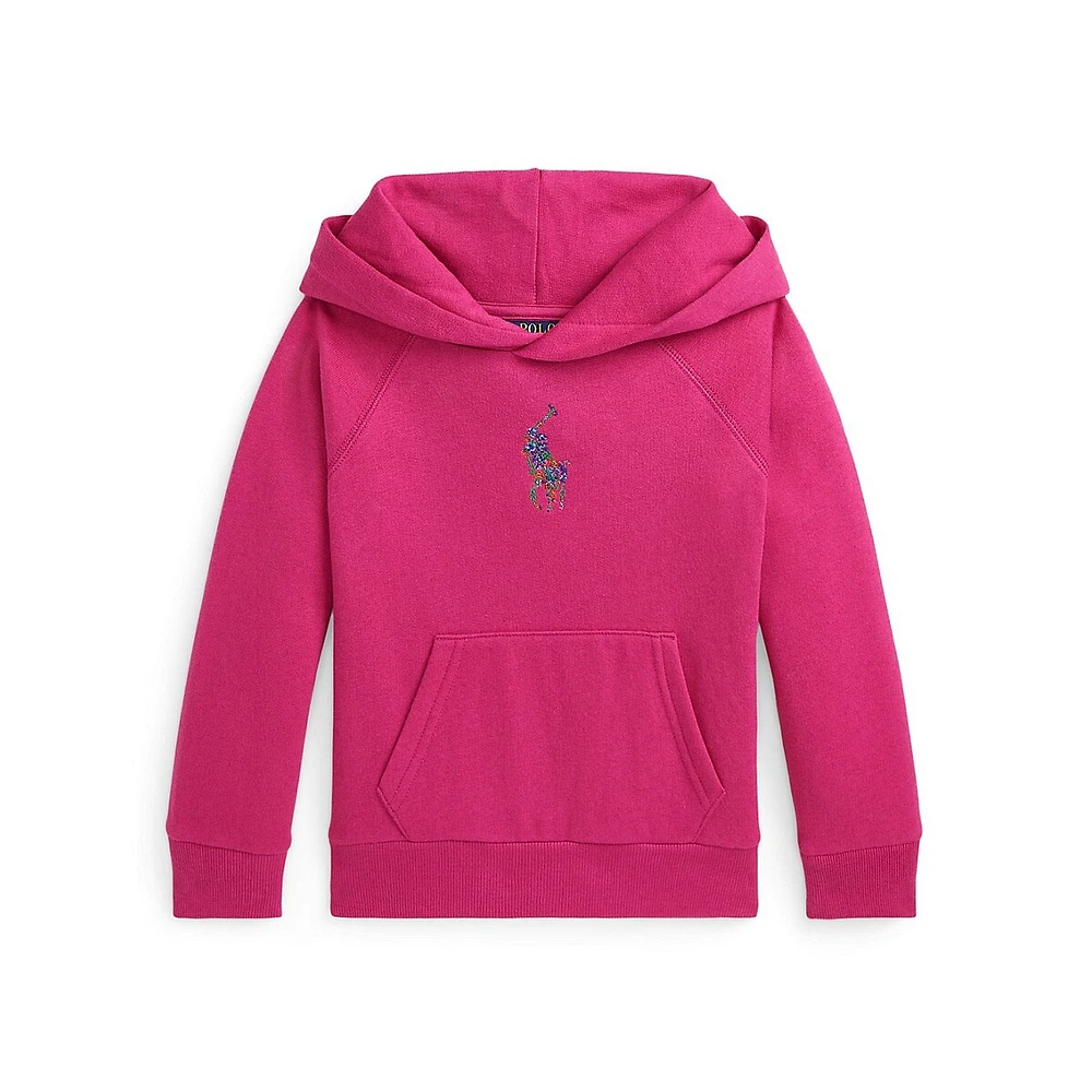 Little Girl's Floral Big Pony Fleece Hoodie