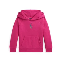 Little Girl's Floral Big Pony Fleece Hoodie