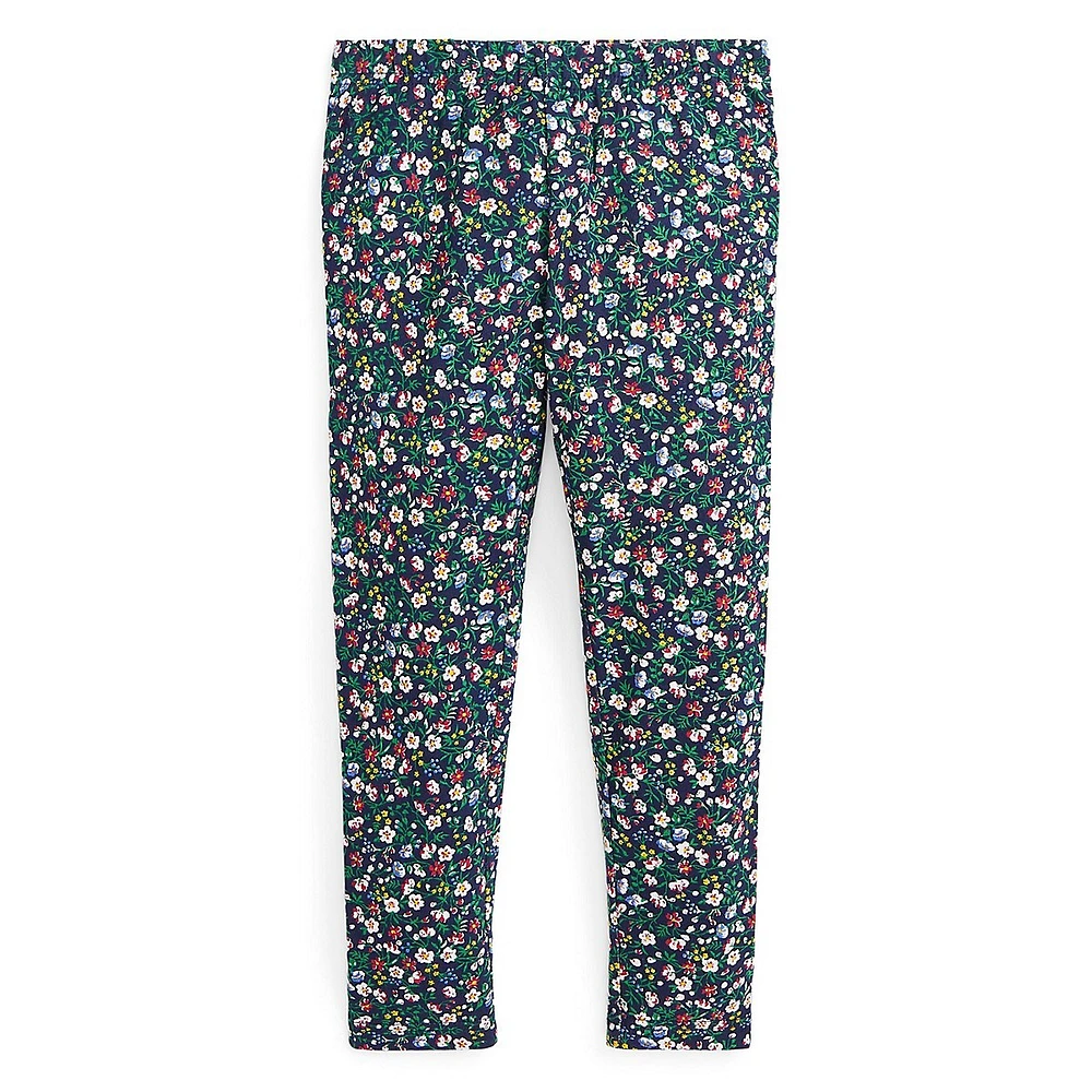 Little Girl's Floral Stretch-Jersey Leggings