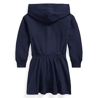 Little Girl's Corduroy-Logo Fleece Hoodie Dress