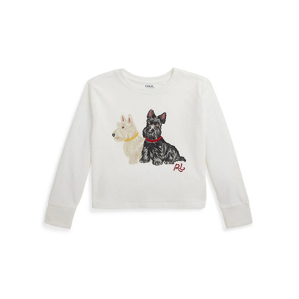 Little Girl's Dog-Print Long-Sleeve T-Shirt