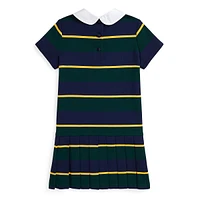 Little Girl's Striped Pleated Ponte Dress