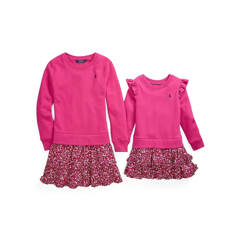 Little Girl's Fleece & Floral Dress