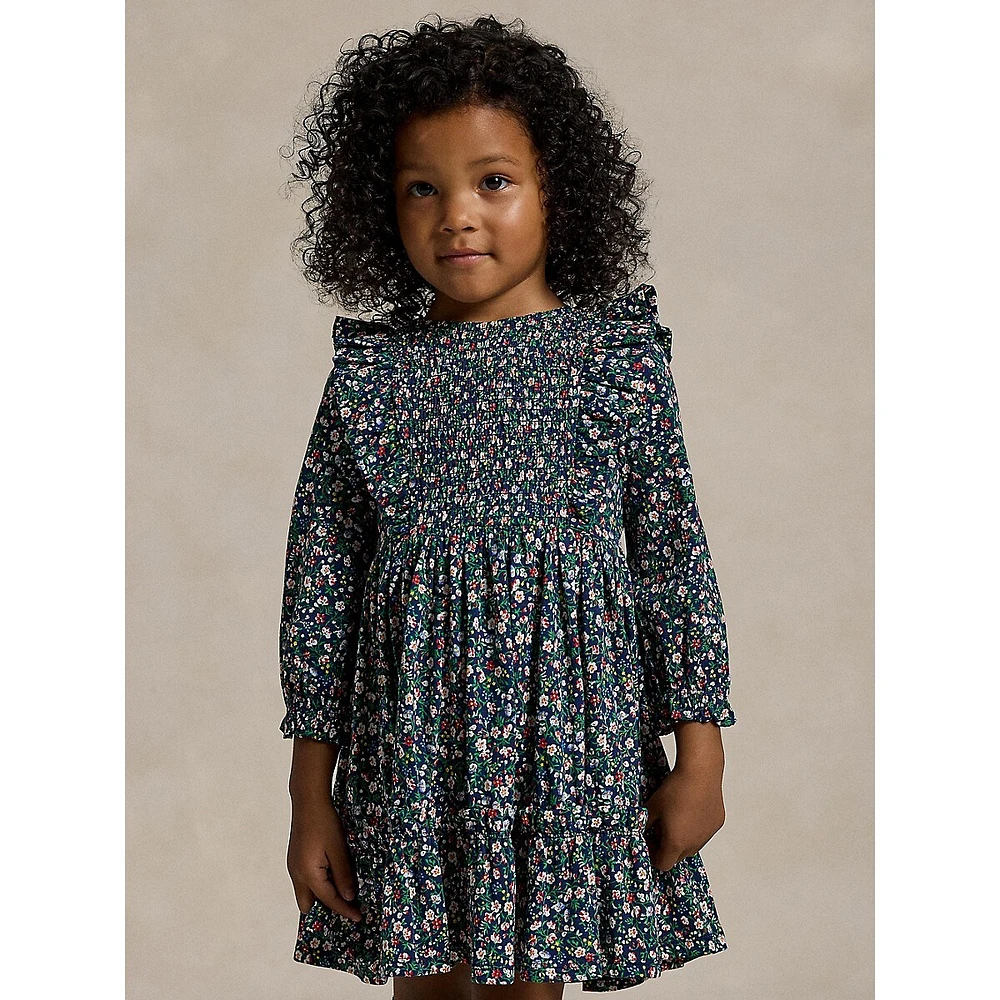 Little Girl's Floral Smocked Jersey Dress