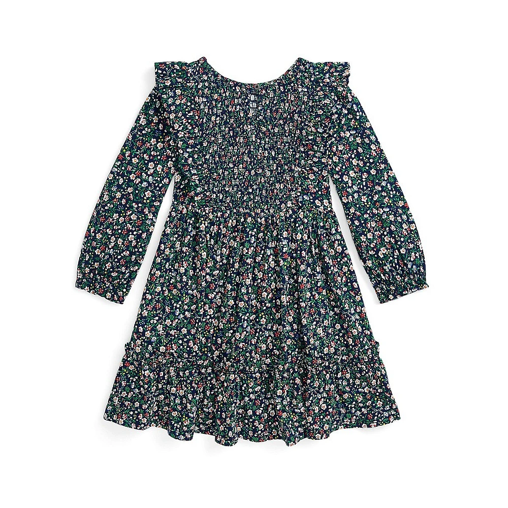 Little Girl's Floral Smocked Jersey Dress