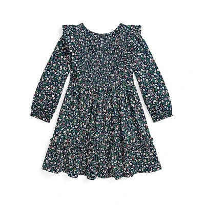 Little Girl's Floral Smocked Jersey Dress