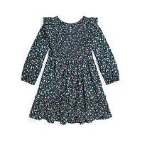 Little Girl's Floral Smocked Jersey Dress