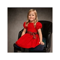 Little Girl's Plaid-Sash Balloon-Sleeve Dress