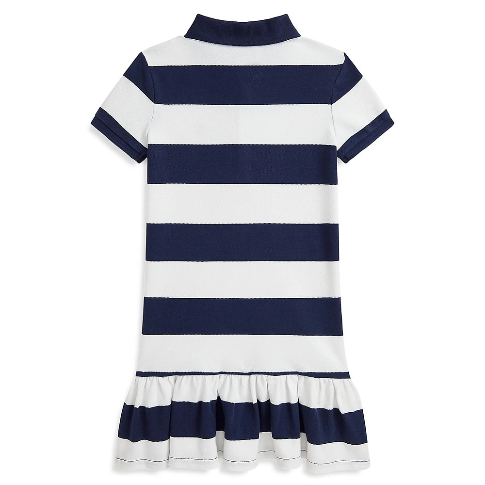 Little Girl's Striped Stretch Mesh Polo Dress