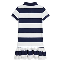 Little Girl's Striped Stretch Mesh Polo Dress