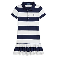 Little Girl's Striped Stretch Mesh Polo Dress