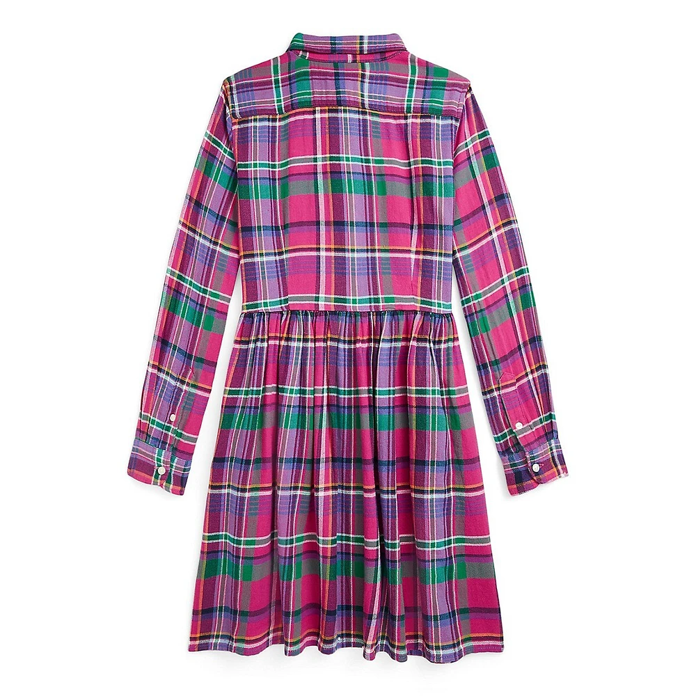 Girl's Plaid Twill Shirt Dress