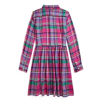 Girl's Plaid Twill Shirtdress