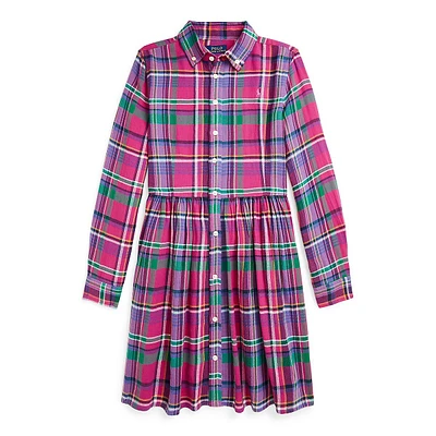 Girl's Plaid Twill Shirt Dress