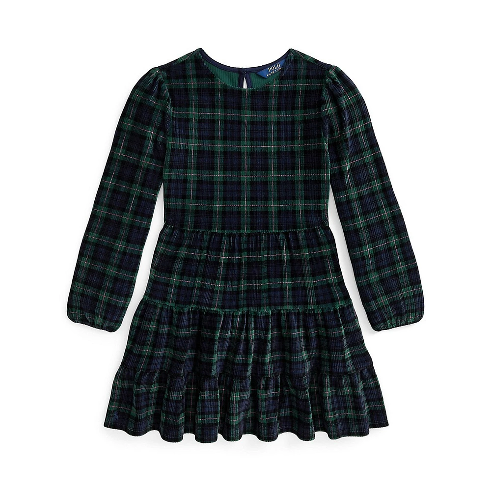 Girl's Plaid Corduroy Dress