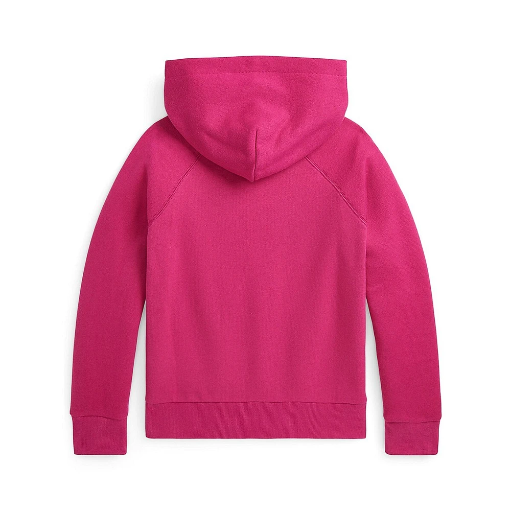 Girl's Floral Big Pony Fleece Hoodie