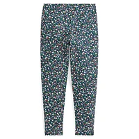 Girl's Floral Stretch-Jersey Leggings