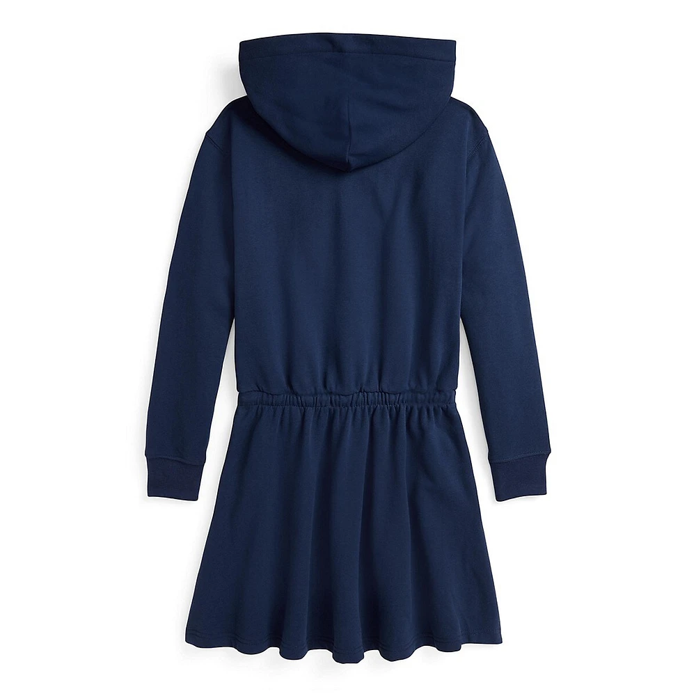 Robe à capuche en polaire avec logo velours côtelé pour fille