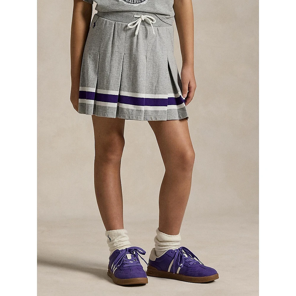 Girl's Striped Pleated Jersey Skort