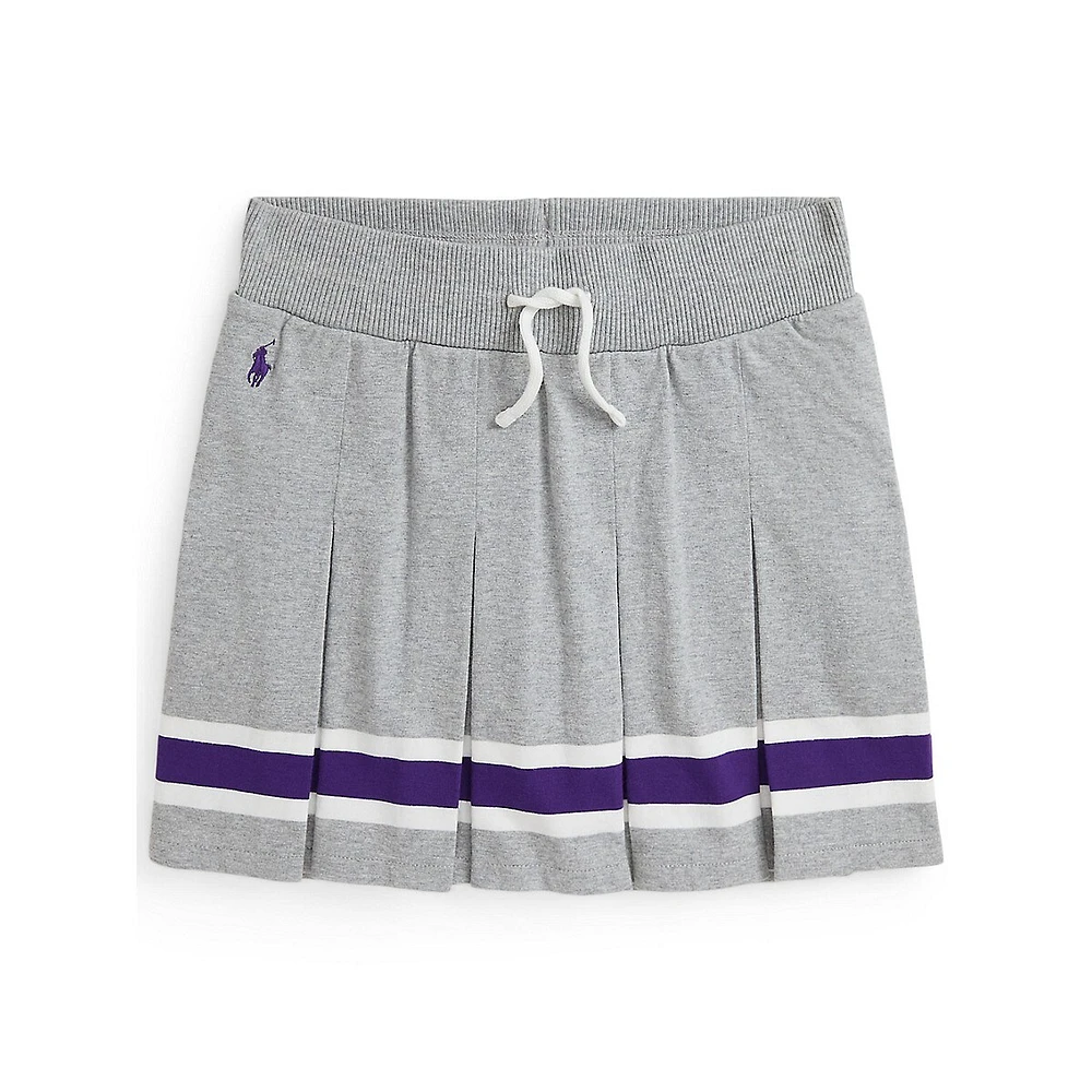 Girl's Striped Pleated Jersey Skort