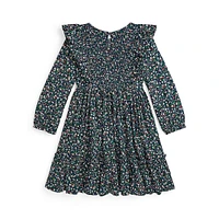 Girl's Floral Smocked Jersey Dress