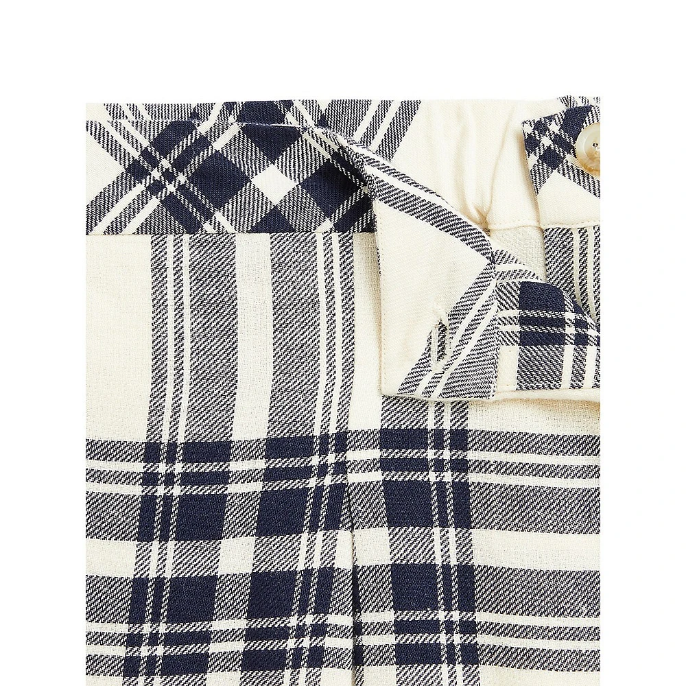 Girl's Ruffled Plaid Twill Shirt Dress