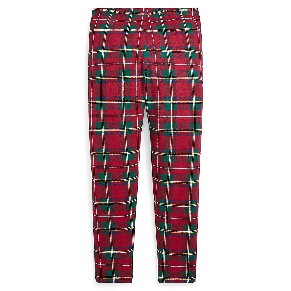 Girl's Plaid Stretch Jersey Leggings