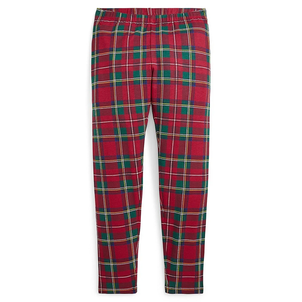 Girl's Plaid Stretch Jersey Leggings