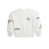 Girl's Embroidered Fleece Sweatshirt