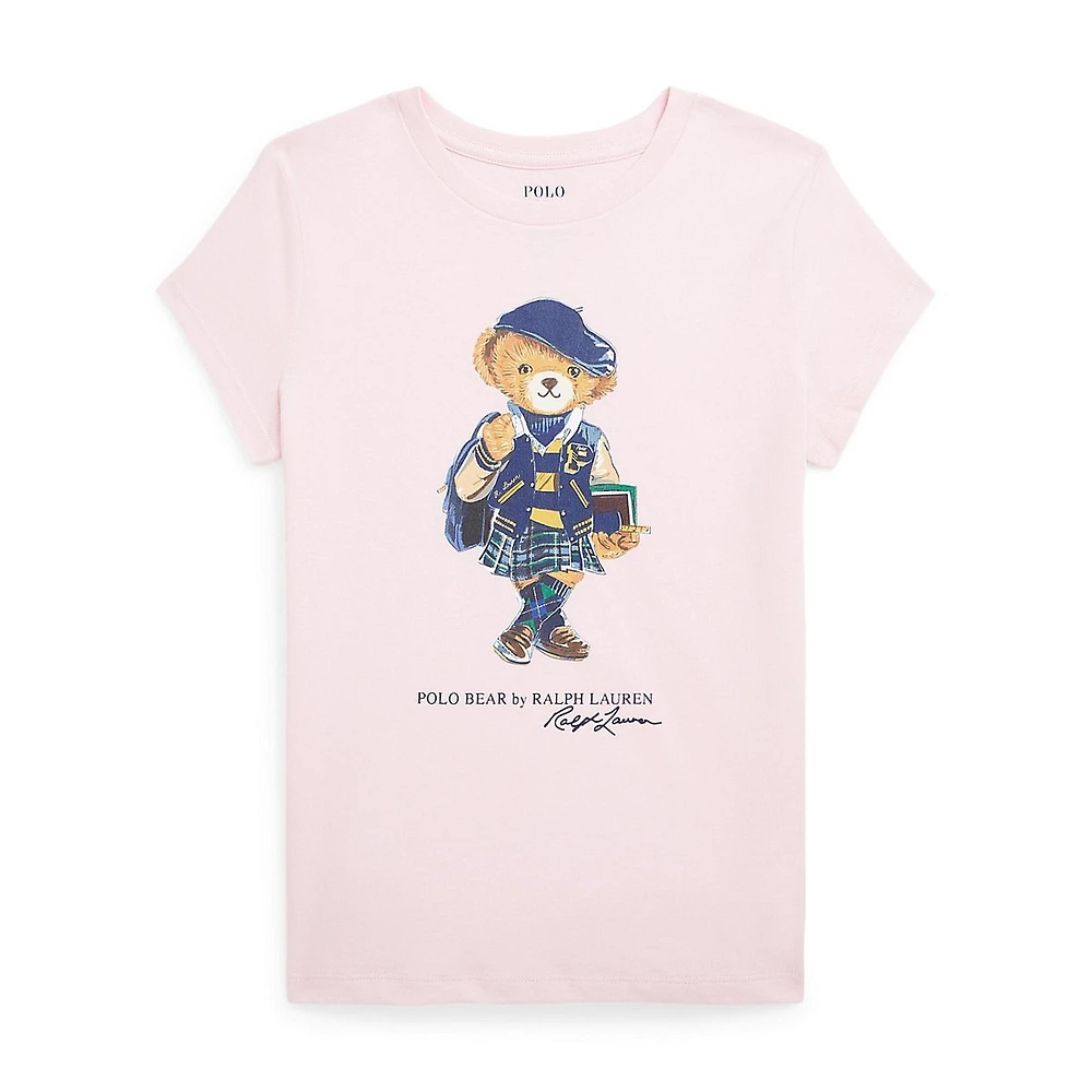 Girl's Polo Bear Cap-Sleeve T-Shirt