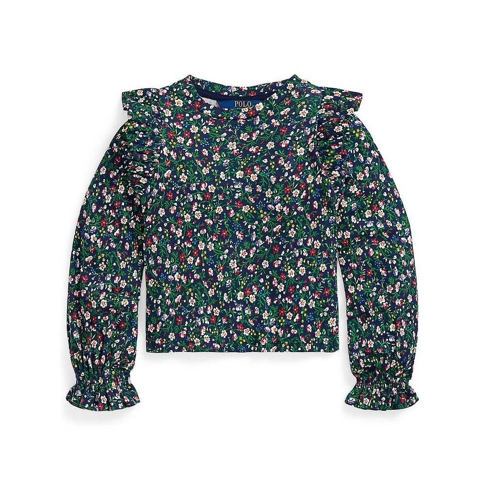 Little Girl's Ruffled Floral Top