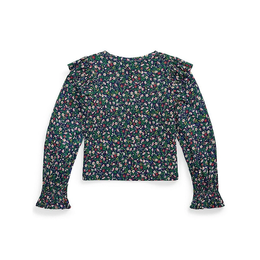 Girl's Ruffled Floral Top