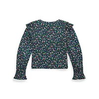 Girl's Ruffled Floral Top